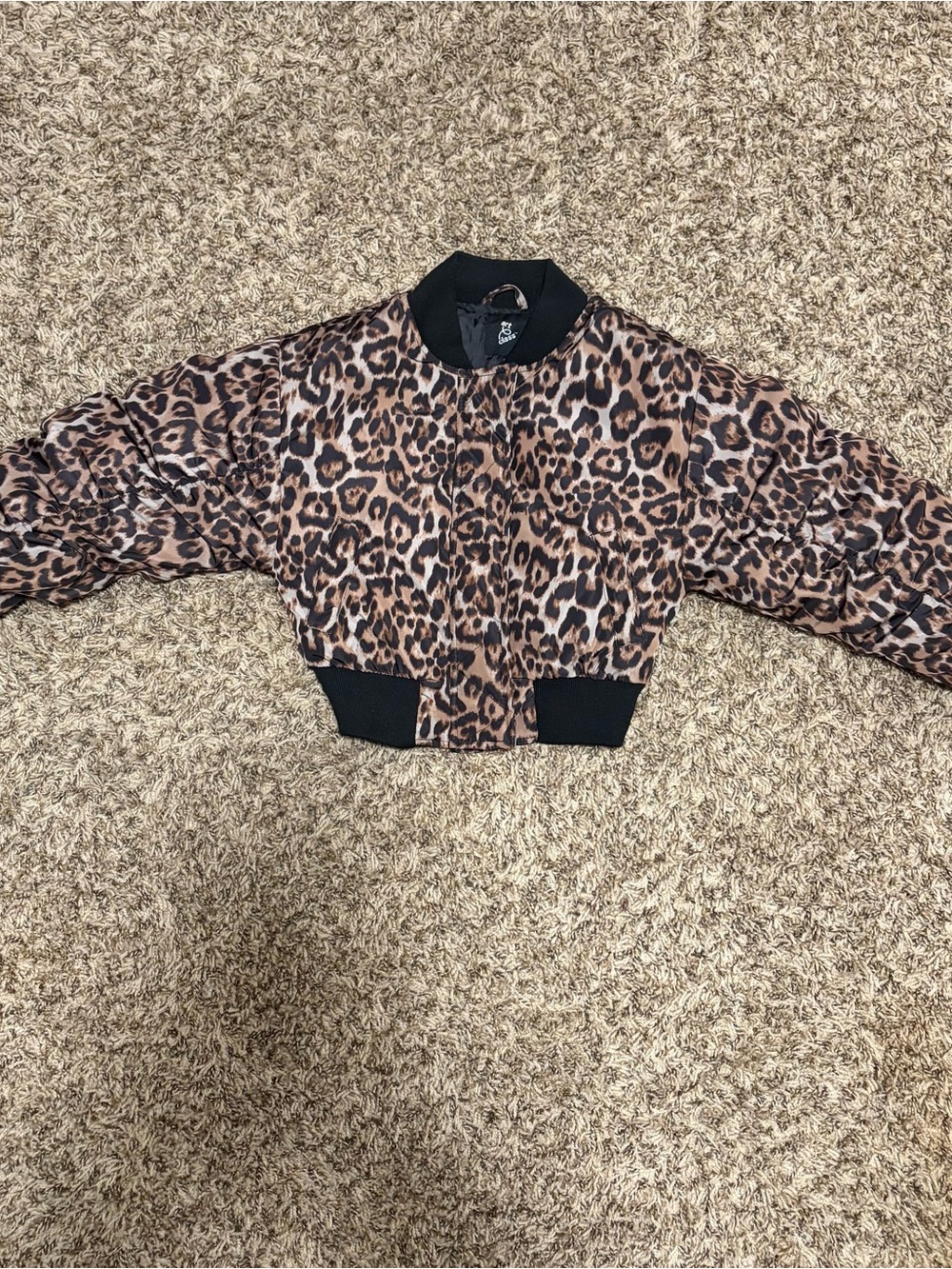 art class Leopard Print Cropped Bomber Jacket - Brown & Black